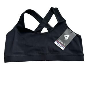 FOURLAPS Infinity Sports Bra Basic Black Women's Size Large NWT Medium Support‎